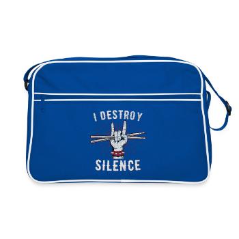 Graphique de la main du batteur I Destroy Silence - Sac Retro - bleu/blanc - Devant