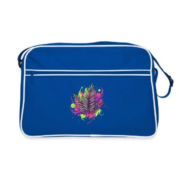 Neon Tropical Leaf with Paint Splashes - Retro Bag - blue/white - Front