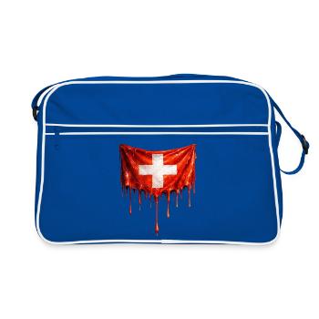 Dripping Swiss flag - Retro Bag - blue/white - Front