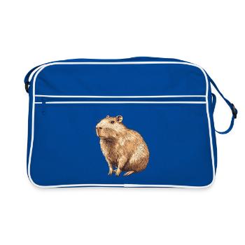 Capybara Portrait in Warm Brown - Retro Bag - blue/white - Front