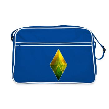 Geometric faceted diamond yellow-green - Retro Bag - blue/white - Front