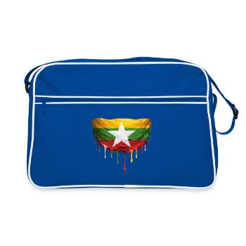 Art de chute du drapeau du Myanmar - Sac Retro - bleu/blanc - Devant