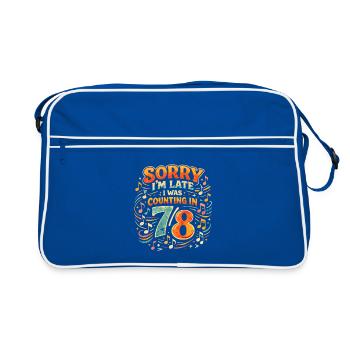 Too late because of 7/8 | Music Teacher Humor - Retro Bag - blue/white - Front