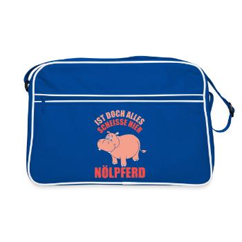 Pessimist Spruch Nörgler Lustiges Nilpferd - Retro Tasche - Blau/Weiß - Vorne