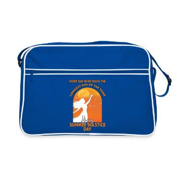 Litha Pagan Summer Solstice Midsummer Midsommar - Retro Bag - blue/white - Front