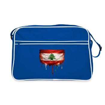 Drapeau libanais avec de la peinture dégoulinante - Sac Retro - bleu/blanc - Devant
