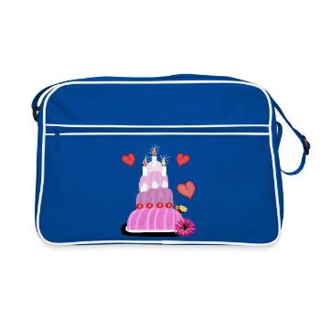 Geburtstag Geburtstagskuchen Kuchen Torte - Retro Tasche - Blau/Weiß - Vorne