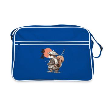 Samurai Squirrel under Red Sun - Retro Bag - blue/white - Front