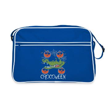 Safari Afrique Faune du Serengeti Crocodile d’Halloween - Sac Retro - bleu/blanc - Devant