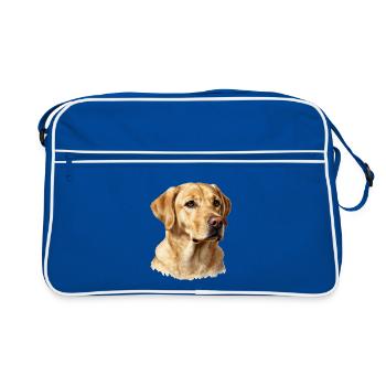 portrait golden retriever - Retro Bag - blue/white - Front