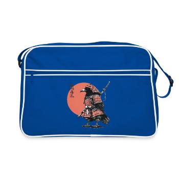 Raven Samurai in Armor Ukiyoe Sunset - Retro Bag - blue/white - Front