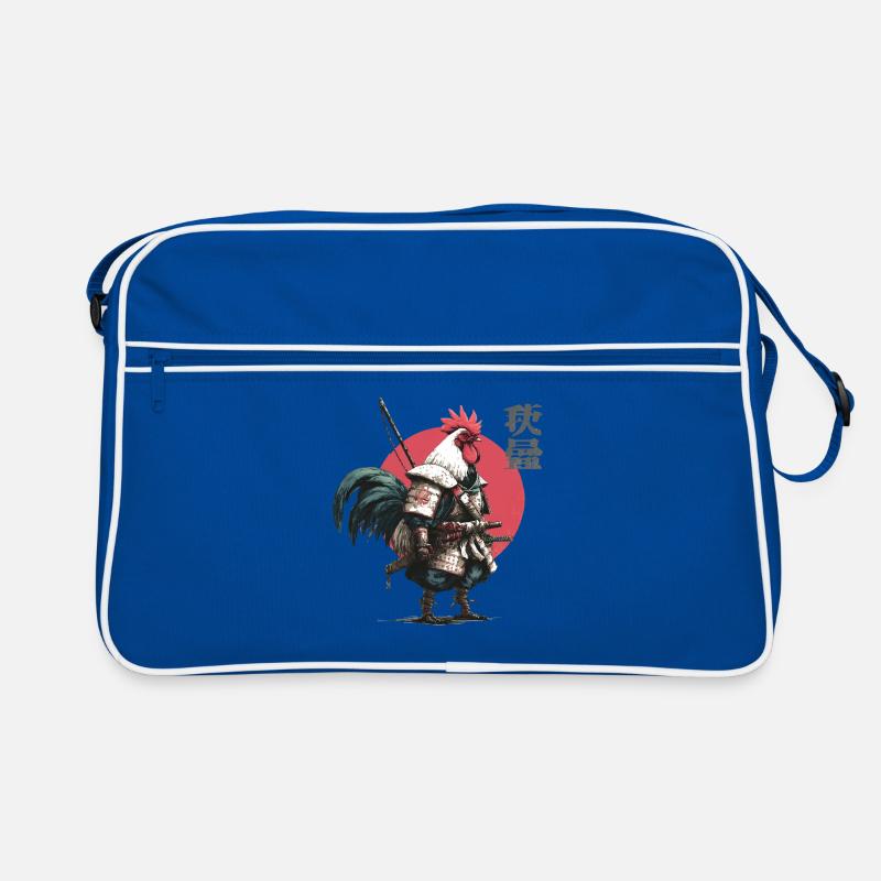 Rooster Samurai in Crimson Circle Retro Bag