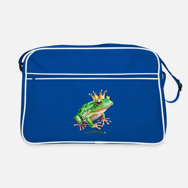 Frosch mit eine Krone Abbildung mit Inschrift Retro Tasche