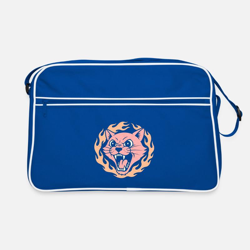 Flammenkatze Pink Feuerkopf Retro Tasche