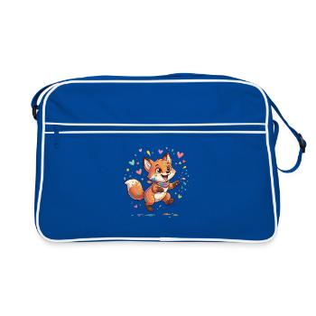 Liebenswerter Regenbogenfuchs - Retro Tasche - Blau/Weiß - Vorne