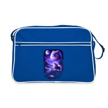 Hund Mama Hund Papa - Retro Tasche - Blau/Weiß - Vorne