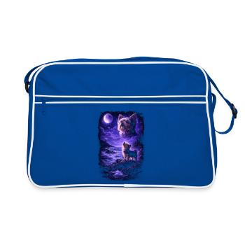 Hund Mama Hund Papa - Retro Tasche - Blau/Weiß - Vorne