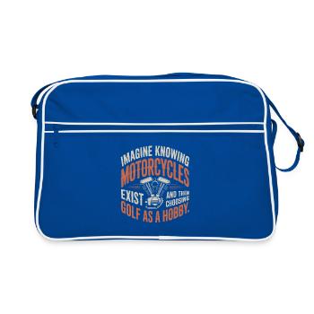Motorcycles Exist Chopper Motorcycle Rider Biker - Retro Bag - blue/white - Front