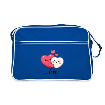 Kawaii Love Hearts - Couple mignon - Sac Retro - bleu/blanc - Devant