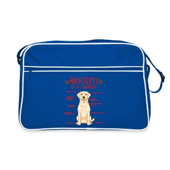 Yellow Labrador Anatomy Shirt - Retro Tasche - Blau/Weiß - Vorne