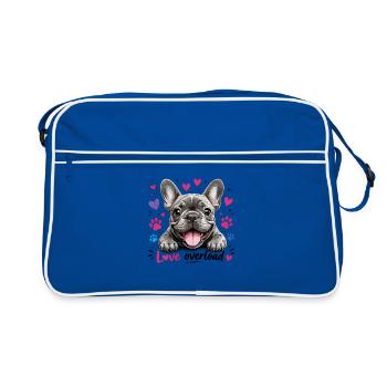 Love Overload French Bulldog Hearts - Retro Bag - blue/white - Front