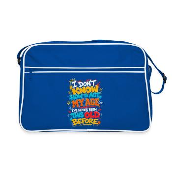 Ich weiß nicht, wie alt ich bin - Retro Tasche - Blau/Weiß - Vorne