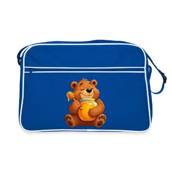 Ours câlin avec pot de miel - Sac Retro - bleu/blanc - Devant