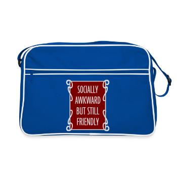 Socially Awkward But Still Friendly Funny Saying - Retro Bag - blue/white - Front