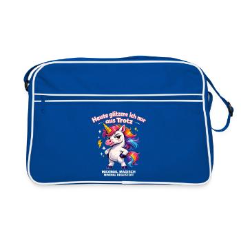 Trotziges Einhorn maximal magisch - Retro Tasche - Blau/Weiß - Vorne