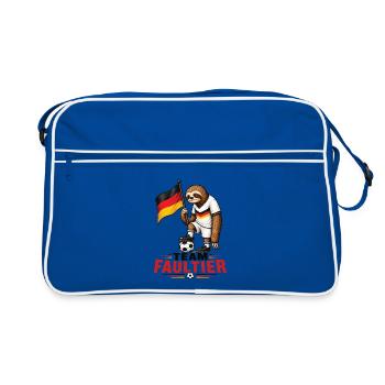 Team Faultier Fußball Shirt - Retro Tasche - Blau/Weiß - Vorne