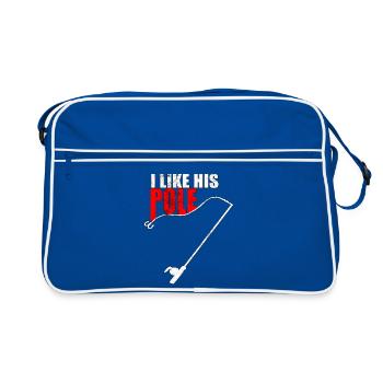 Ich mag sein lustiges Stangen-Outfit für den Feiertagshumor - Retro Tasche - Blau/Weiß - Vorne