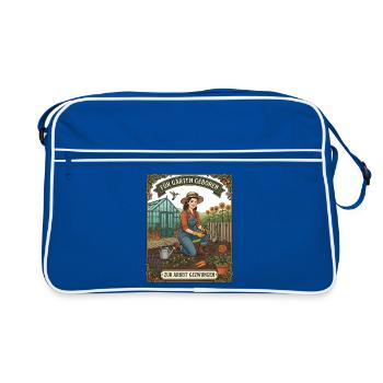 Für Garten geboren zur Arbeit gezwungen Garten - Retro Tasche - Blau/Weiß - Vorne