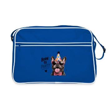 Né pour faire la fête Bouledogue français Chien de fête - Sac Retro - bleu/blanc - Devant