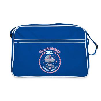 Bientôt Maman 2027 Annonce Grossesse Cadeau - Sac Retro - bleu/blanc - Devant