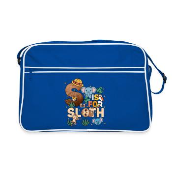 S steht für Sloth Zoo Party Dschungel Zoo Geburtstag - Retro Tasche - Blau/Weiß - Vorne