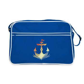 Croquis d’ancre à voile Vintage - Sac Retro - bleu/blanc - Devant