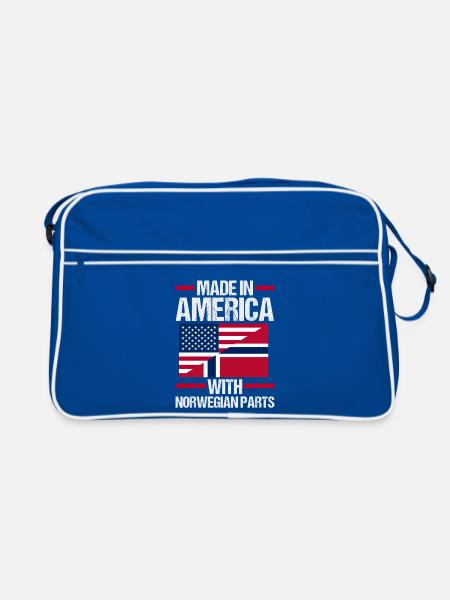 Norvège, Norge, Amérique, Fjords patriotiques, Scandinaves - Sac Retro - bleu/blanc - Devant