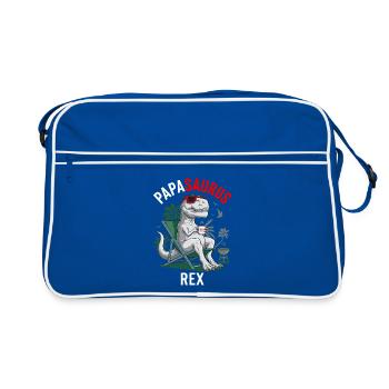 Papasaurus Rex Humour Fête des Pères Barbecue - Sac Retro - bleu/blanc - Devant