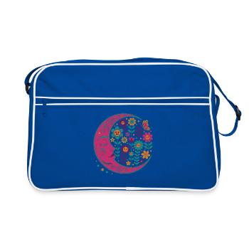 Spirituality Meditation Sacred Geometry Lotus - Retro Bag - blue/white - Front