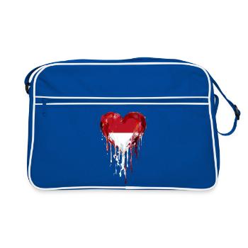 Monaco Dropping Heart in Red and White Flag - Retro Bag - blue/white - Front