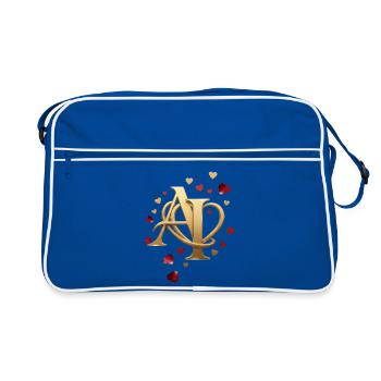 IA des initiales dorées avec cadre cœur - Sac Retro - bleu/blanc - Devant