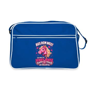 Aus dem Weg Ich bin ein Hobby Horse - Retro Tasche - Blau/Weiß - Vorne
