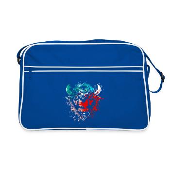Bison Splash Art - Retro Tasche - Blau/Weiß - Vorne