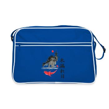 japan Drachen japanisch anime asiatisch - Retro Tasche - Blau/Weiß - Vorne