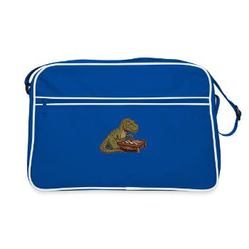 T-Rex Dinosaur Playing Chess - Retro Bag - blue/white - Front