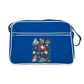 Suisse | Alpes, romance fromage et hutte - Sac Retro - bleu/blanc - Devant