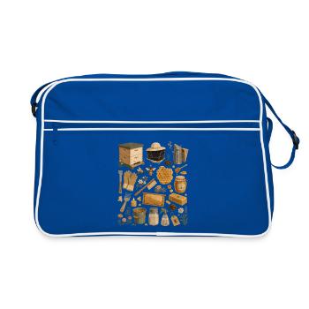 Amour des abeilles | Apiculture & Miel - Sac Retro - bleu/blanc - Devant