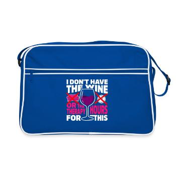 Wine Therapy Satire Tee - Retro Bag - blue/white - Front