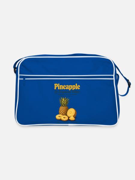 Ananas Tropical Vibes Vintage Shirt - Retro Tasche - Blau/Weiß
