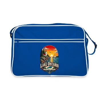 Lake Ontario Funny Vintage - Retro Tasche - Blau/Weiß - Vorne